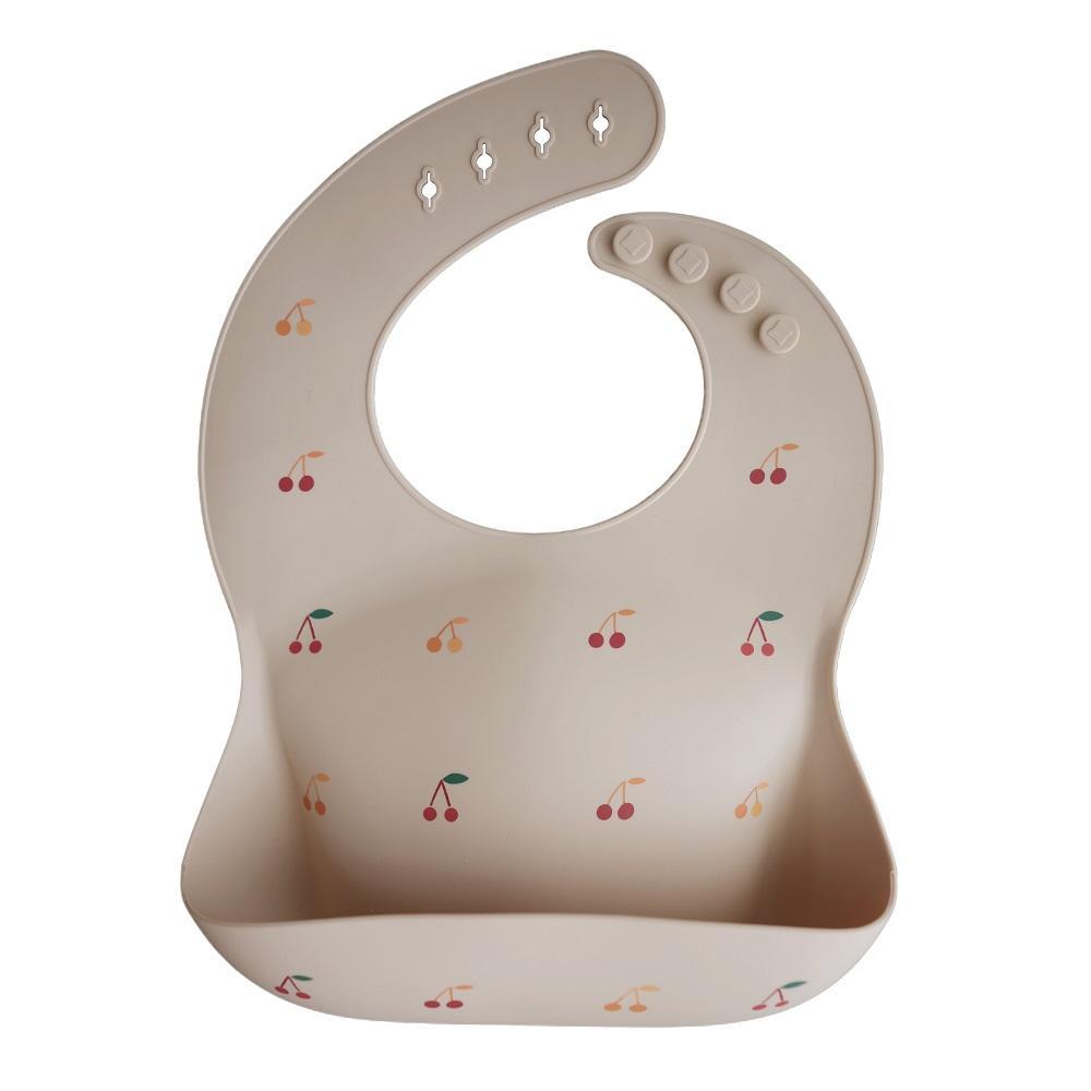 Mushie Silicone Baby Bib (Cherries)-Feeding-Mushie-028661 CH-babyandme.ca