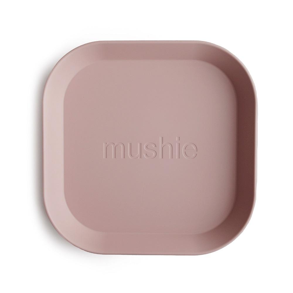 Mushie Square Dinnerware Plates 2-Pack (Blush)-Feeding-Mushie-028657 BS-babyandme.ca