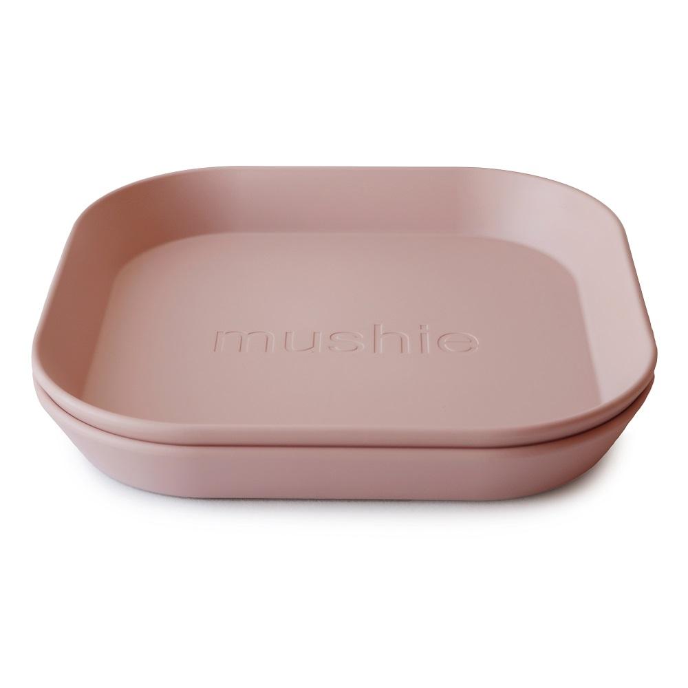 Mushie Square Dinnerware Plates 2-Pack (Blush)-Feeding-Mushie-028657 BS-babyandme.ca