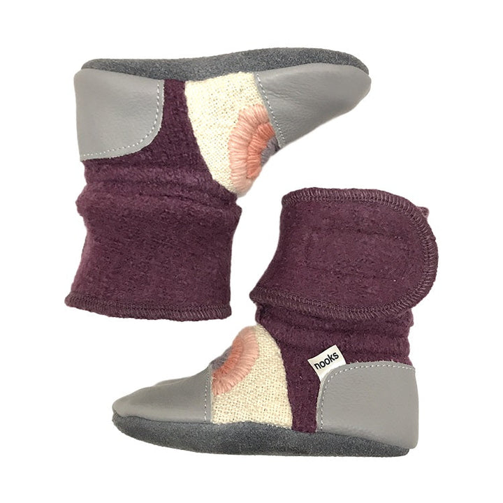 Nooks Design Embroidered Felted Wool Booties (Dream On)-Apparel-Nooks Design--babyandme.ca