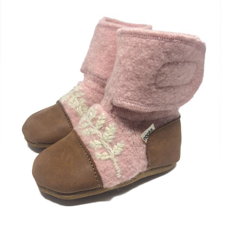 Nooks Design Embroidered Felted Wool Booties (Finch)-Apparel-Nooks Design--babyandme.ca