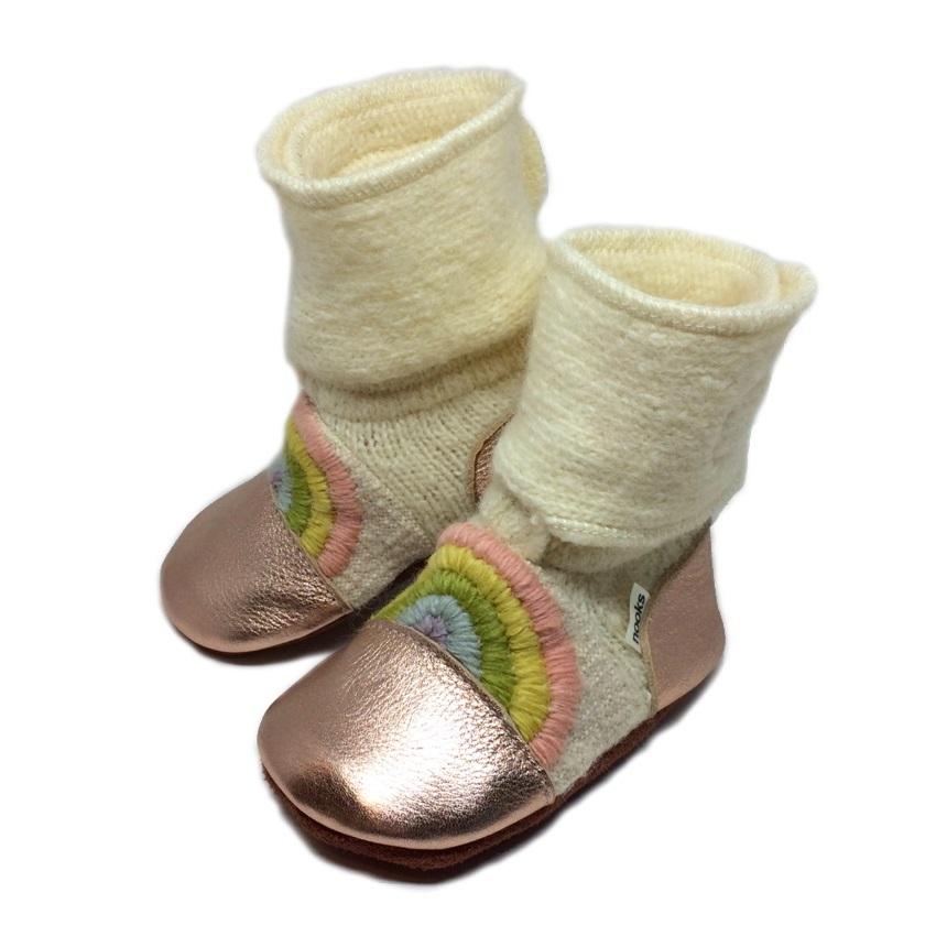 Nooks Design Embroidered Felted Wool Booties (Springbow 2)-Apparel-Nooks Design--babyandme.ca