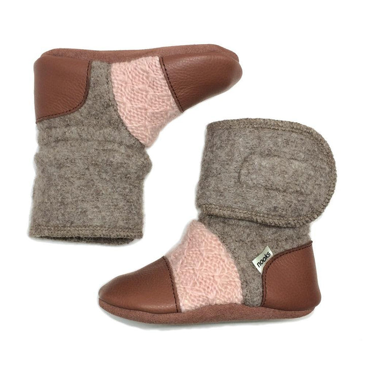 Nooks Design Felted Wool Booties (Desert Rose)-Apparel-Nooks Design--babyandme.ca