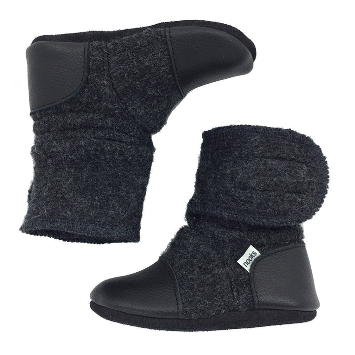 Nooks Design Felted Wool Booties (Midnight)-Apparel-Nooks Design--babyandme.ca