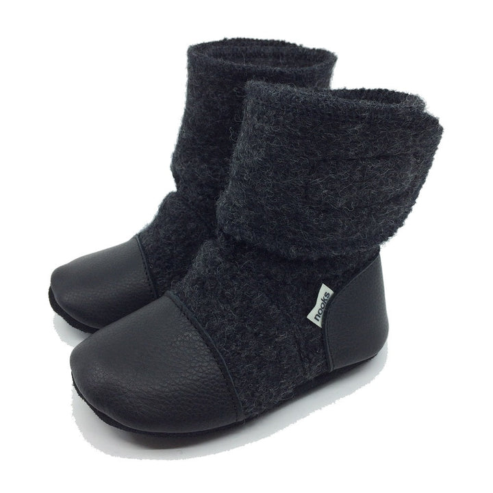 Nooks Design Felted Wool Booties (Midnight)-Apparel-Nooks Design--babyandme.ca