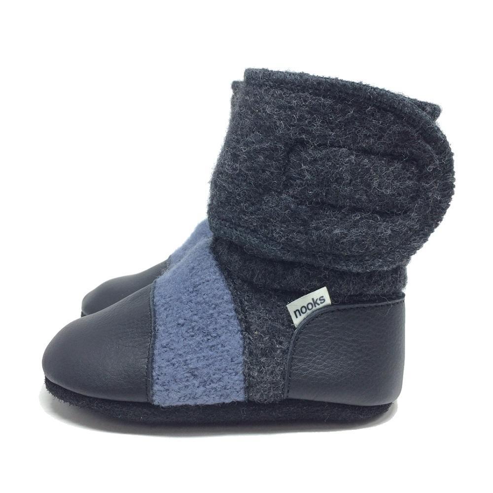 Nooks Design Felted Wool Booties (Steel Blue)-Apparel-Nooks Design--babyandme.ca