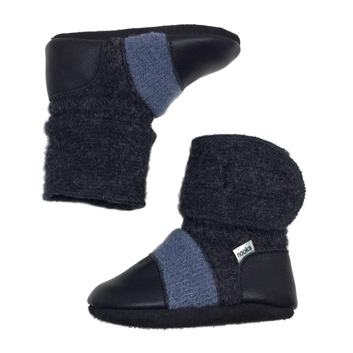 Nooks Design Felted Wool Booties (Steel Blue)-Apparel-Nooks Design--babyandme.ca