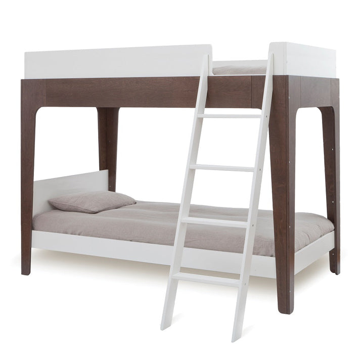 Oeuf Perch Twin Bunk Bed (White/Walnut) SPECIAL ORDER-Nursery-Oeuf-024349 Wlnt-babyandme.ca