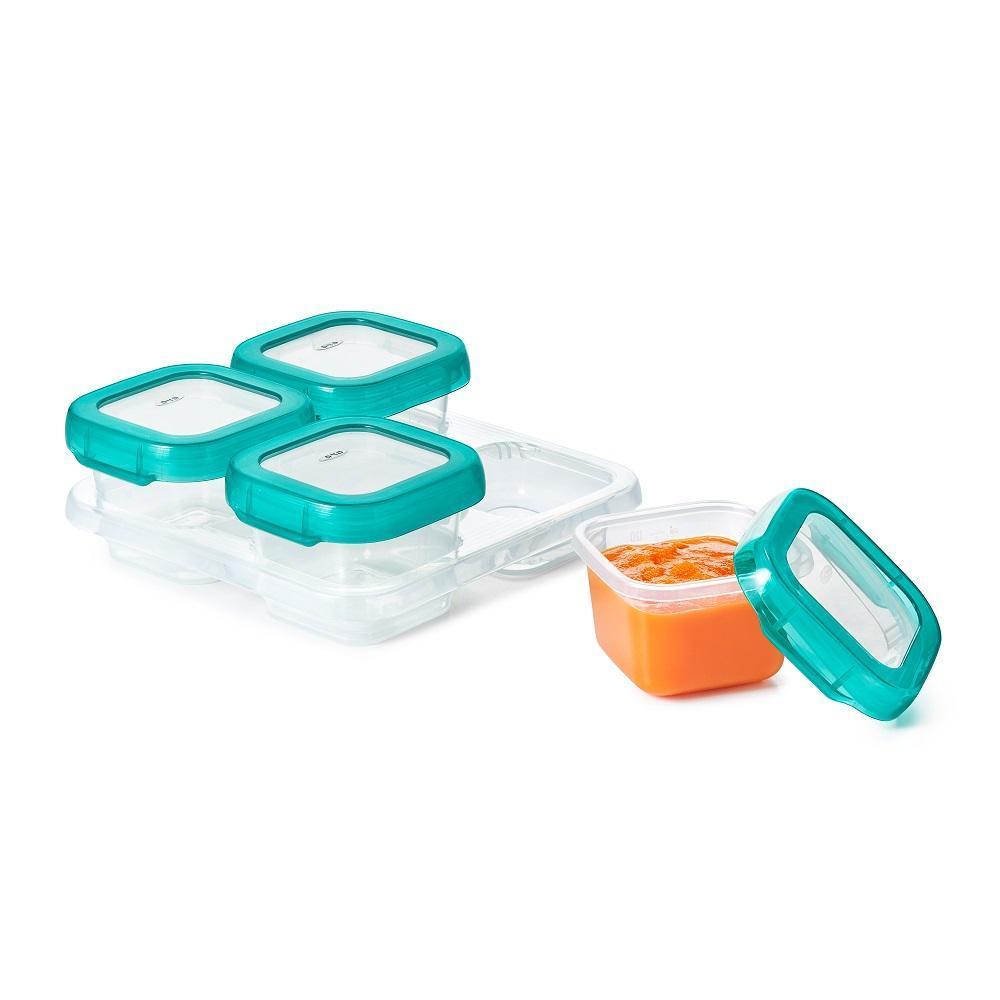 Oxo Tot Baby Blocks Freezer Storage Containers 4oz (Tot Teal)-Feeding-OXO Tot-027504-babyandme.ca