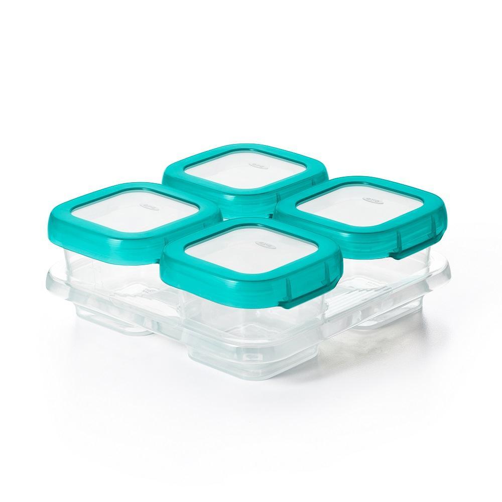 Oxo Tot Baby Blocks Freezer Storage Containers 4oz (Tot Teal)-Feeding-OXO Tot-027504-babyandme.ca
