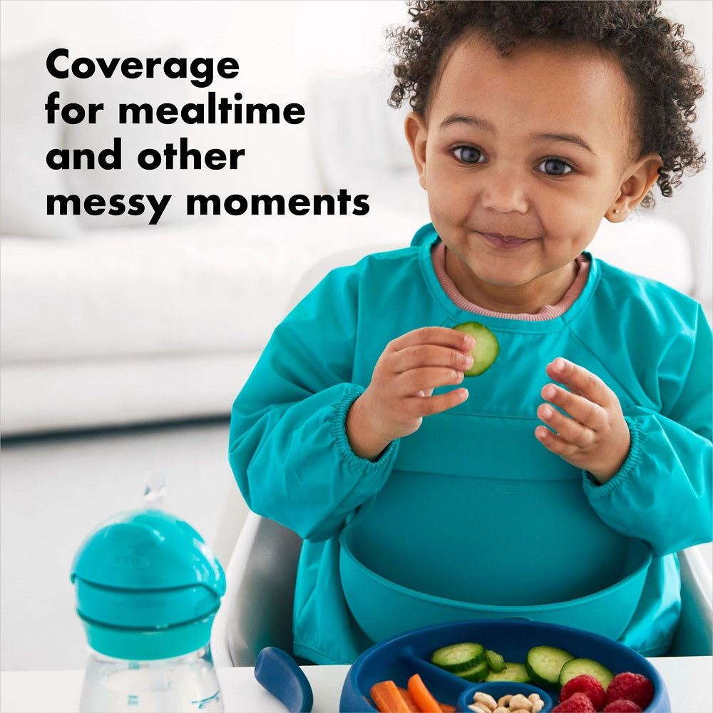 Oxo Tot Baby Sleeved Bib (Teal)-Feeding-OXO Tot-031852 TL-babyandme.ca