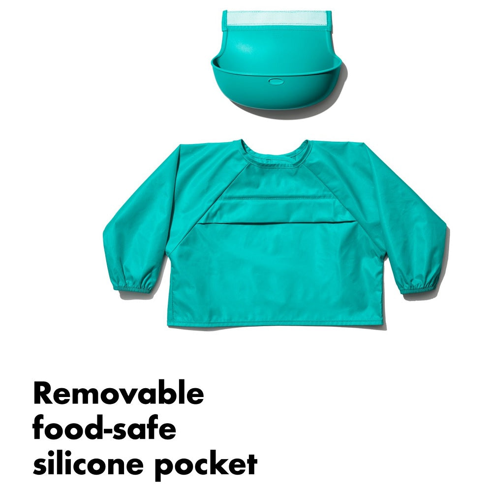 Oxo Tot Baby Sleeved Bib (Teal)-Feeding-OXO Tot-031852 TL-babyandme.ca