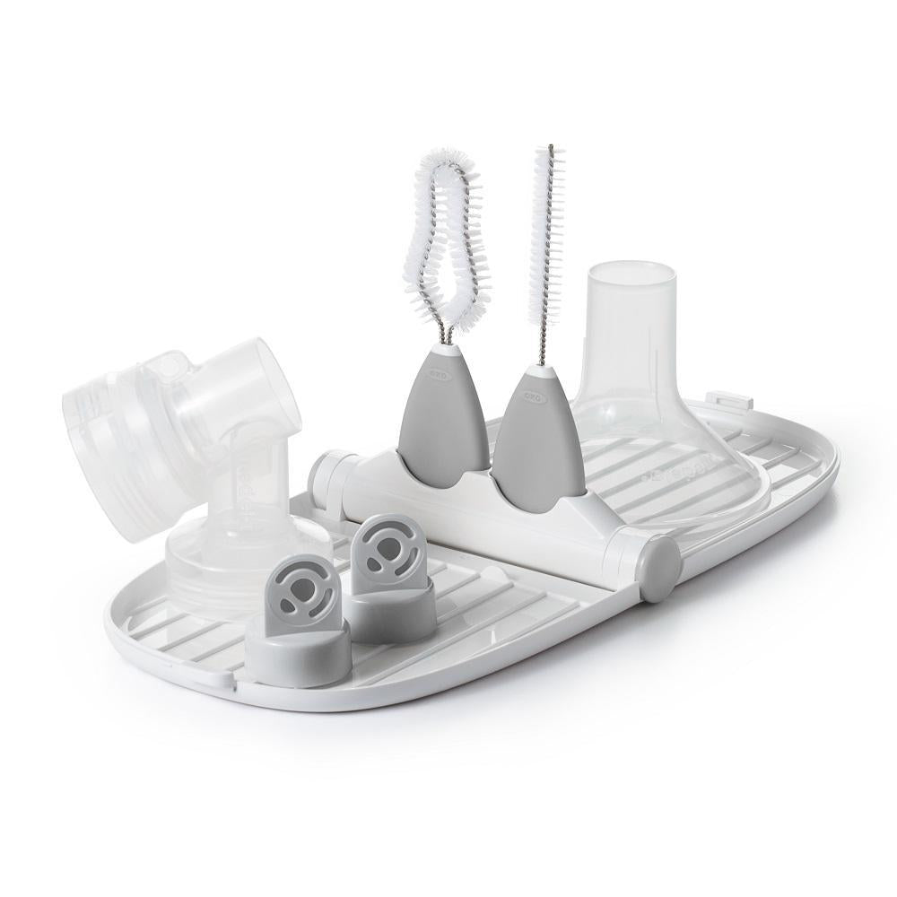 Oxo Tot Breast Pump Parts Drying Rack with Detail Brushes (Grey)-Feeding-OXO Tot-Grey-011098 GY-babyandme.ca