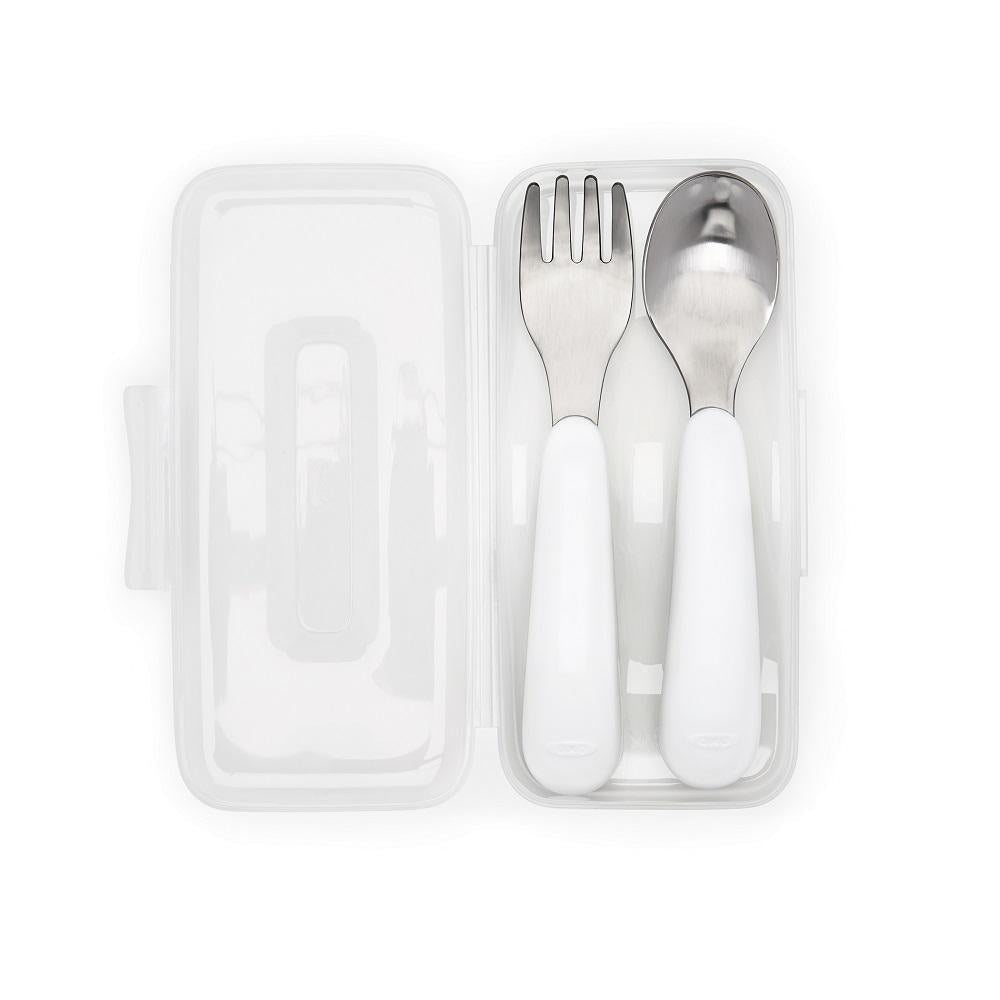 Oxo Tot On-the-Go Fork and Spoon Set (Turquoise)-Feeding-OXO Tot-023106 TL-babyandme.ca