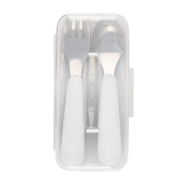 Oxo Tot On-the-Go Fork and Spoon Set (Turquoise)-Feeding-OXO Tot-023106 TL-babyandme.ca