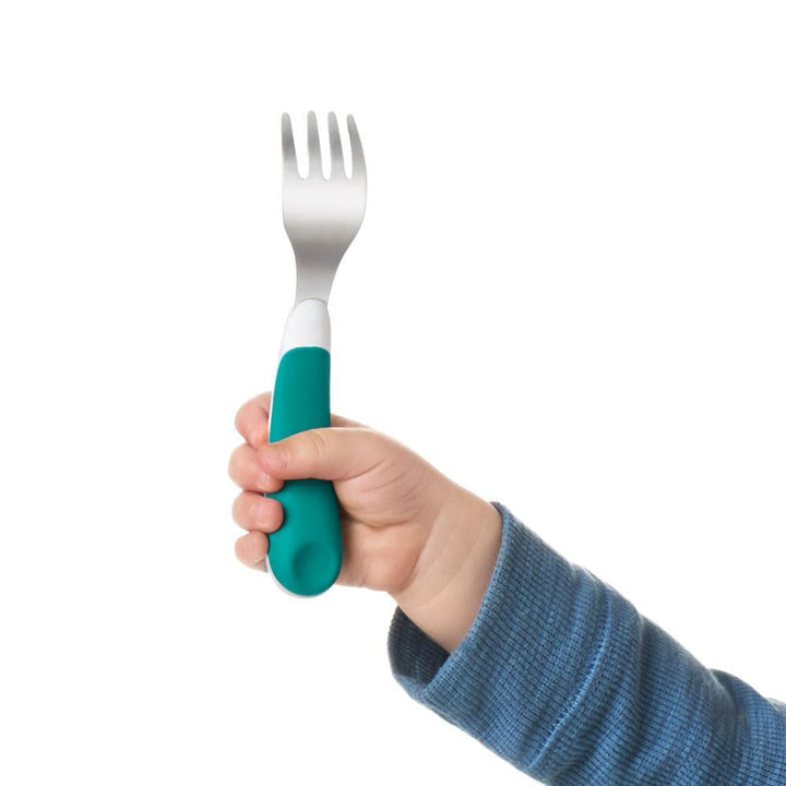 Oxo Tot On-the-Go Fork and Spoon Set (Turquoise)-Feeding-OXO Tot-023106 TL-babyandme.ca