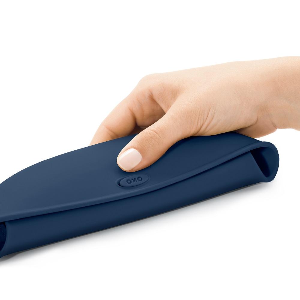 Oxo Tot Roll-Up Bib (Navy)-Feeding-OXO Tot-008369 NY-babyandme.ca