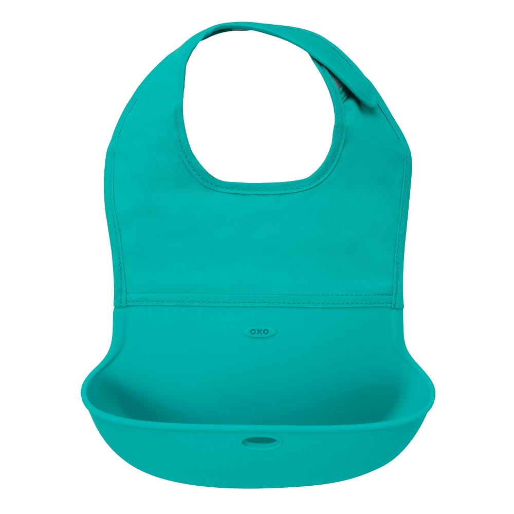 Oxo Tot Roll-Up Bib (Teal)-Feeding-OXO Tot-008369 TL-babyandme.ca