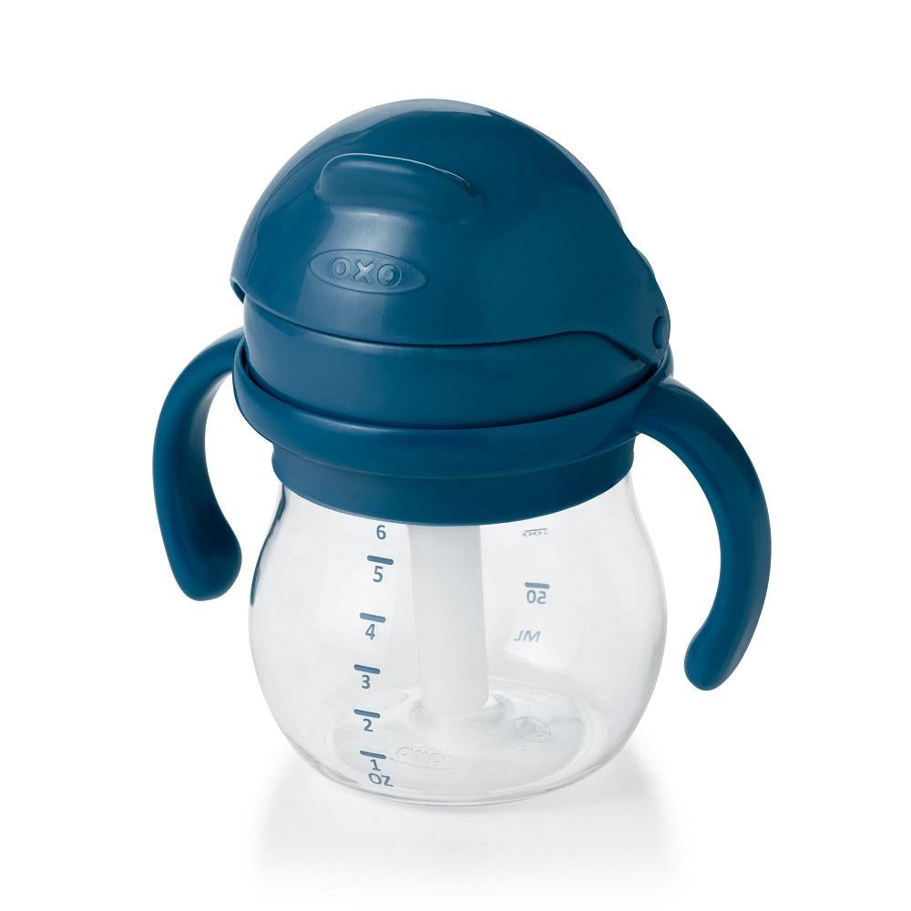Oxo Tot Transitions Straw Cup with Handles (Tot Navy)-Feeding-OXO Tot-025175 NY-babyandme.ca