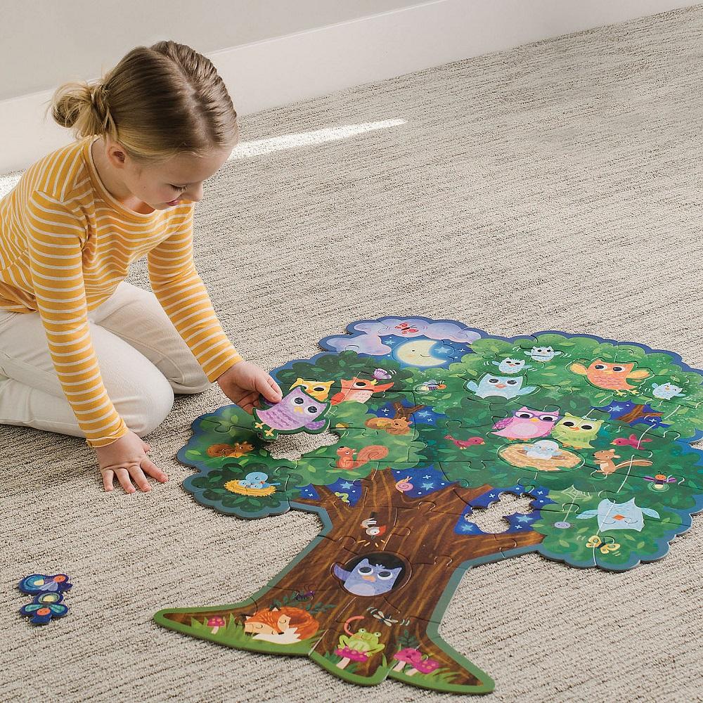 Peaceable Kingdom Floor Puzzle (Hoot Owl Hoot)-Toys & Learning-Peaceable Kingdom-026001 HO-babyandme.ca