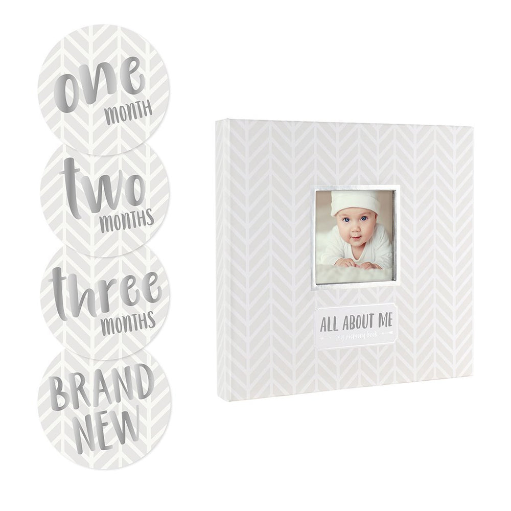 Pearhead Baby's Memory Book & Sticker Set (Herringbone)-Nursery-Pearhead-024406 WG-babyandme.ca