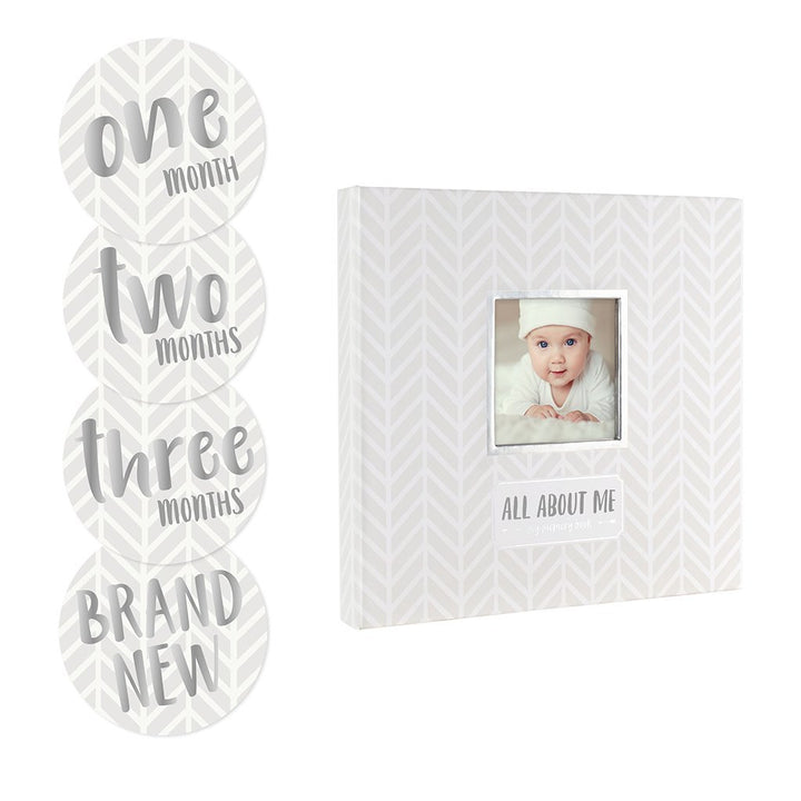 Pearhead Baby's Memory Book & Sticker Set (Herringbone)-Nursery-Pearhead-024406 WG-babyandme.ca