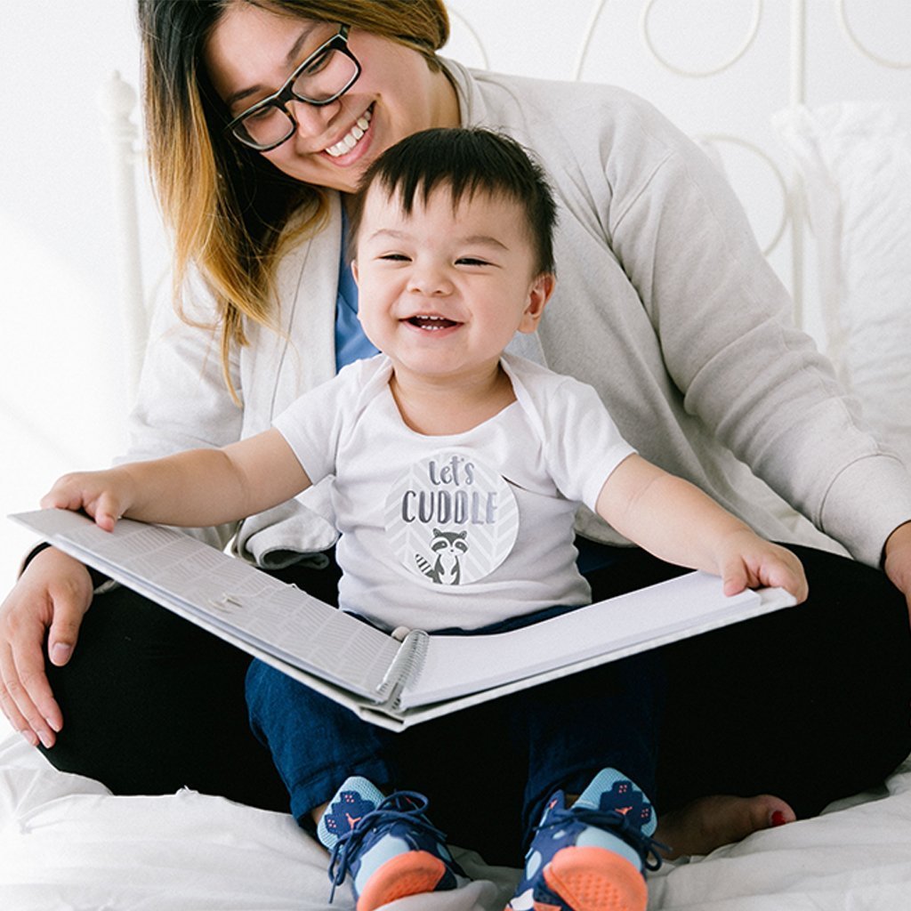 Pearhead Baby's Memory Book & Sticker Set (Herringbone)-Nursery-Pearhead-024406 WG-babyandme.ca