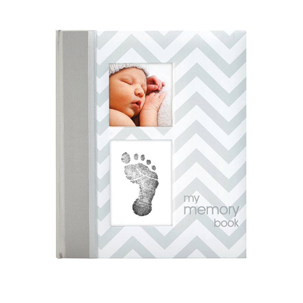 Pearhead Chevron Baby Book (Grey)-Nursery-Pearhead-008913 CG-babyandme.ca