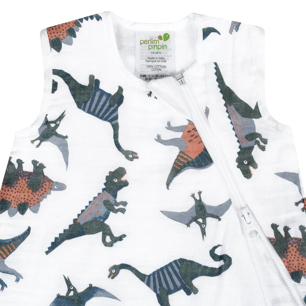 Perlimpinpin Cotton Muslin Sleep Bag 0.7 TOG (Dinos)-Nursery-Perlimpinpin--babyandme.ca