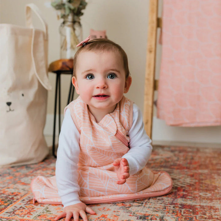 Perlimpinpin Cotton Muslin Sleep Bag 1.5 TOG (Pink Leaves)-Nursery-Perlimpinpin--babyandme.ca