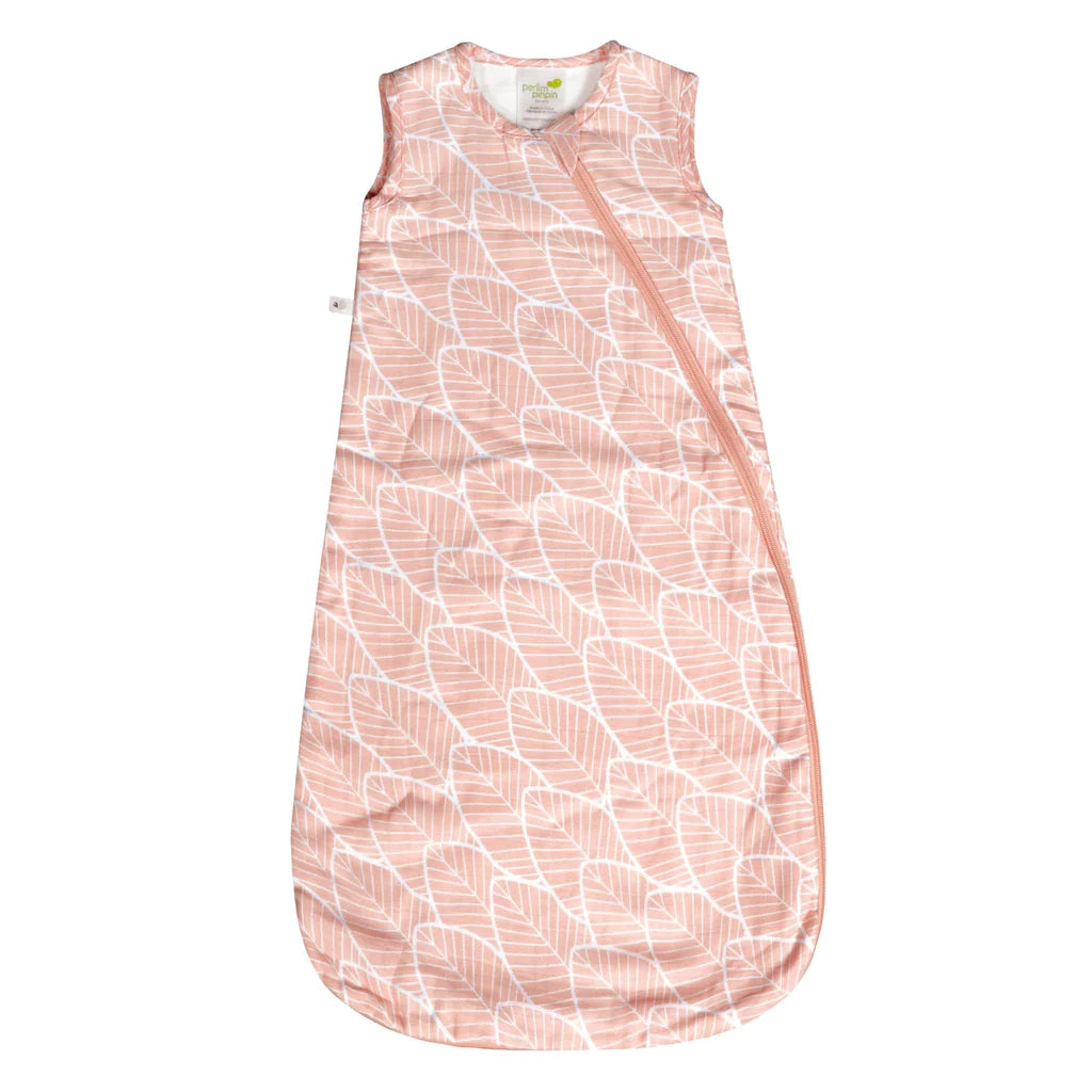 Perlimpinpin Cotton Muslin Sleep Bag 1.5 TOG (Pink Leaves)-Nursery-Perlimpinpin--babyandme.ca