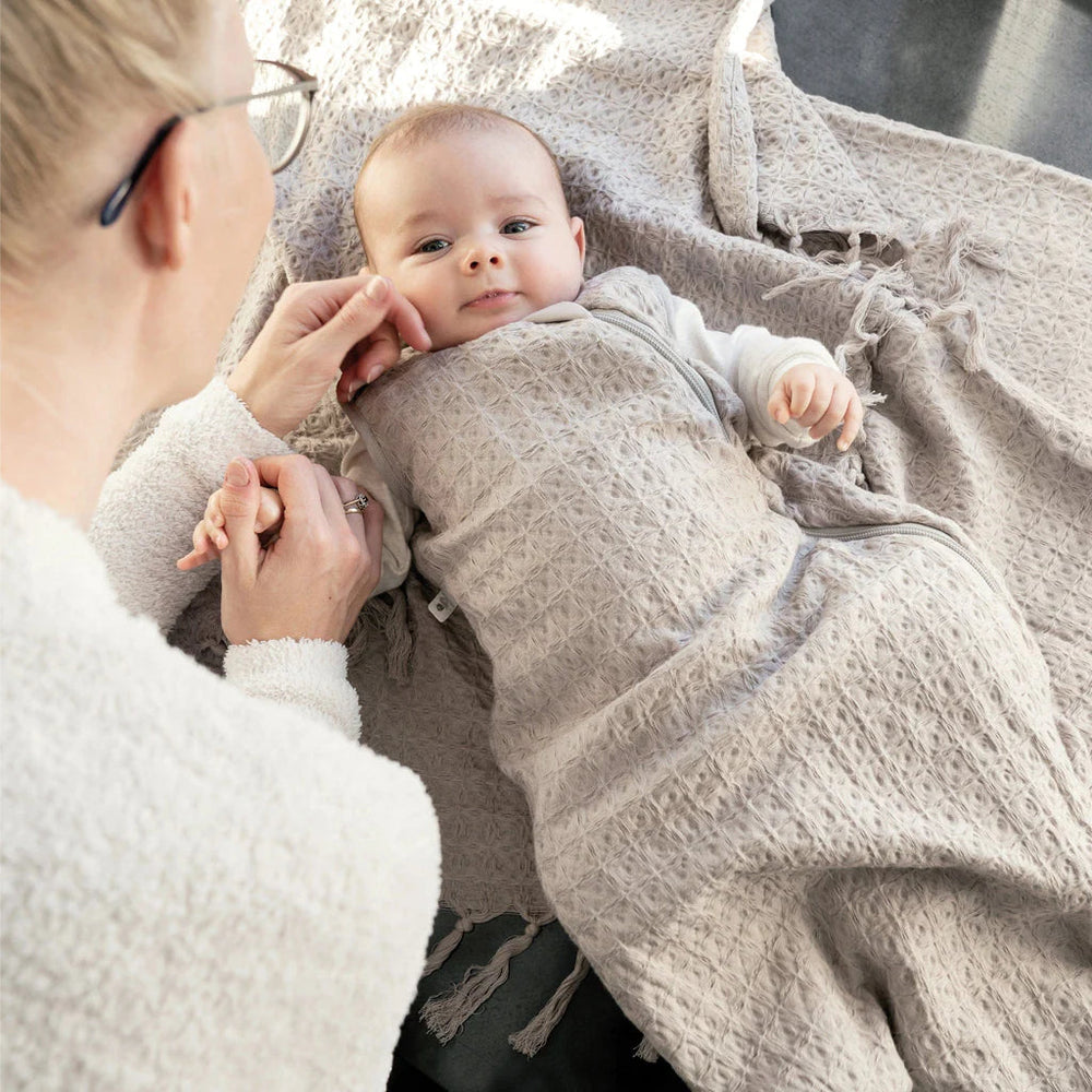 Perlimpinpin Muslin Waffle Sleep Bag 1 TOG (Sesame)-Nursery-Perlimpinpin--babyandme.ca