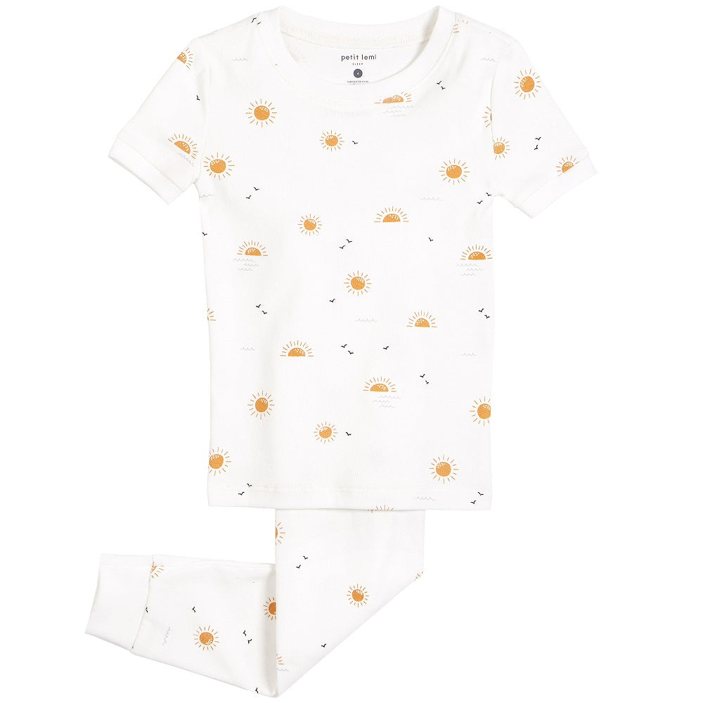 Petit Lem 32442 Short Sleeve Pajama Set (Off White)-Apparel-Petit Lem--babyandme.ca