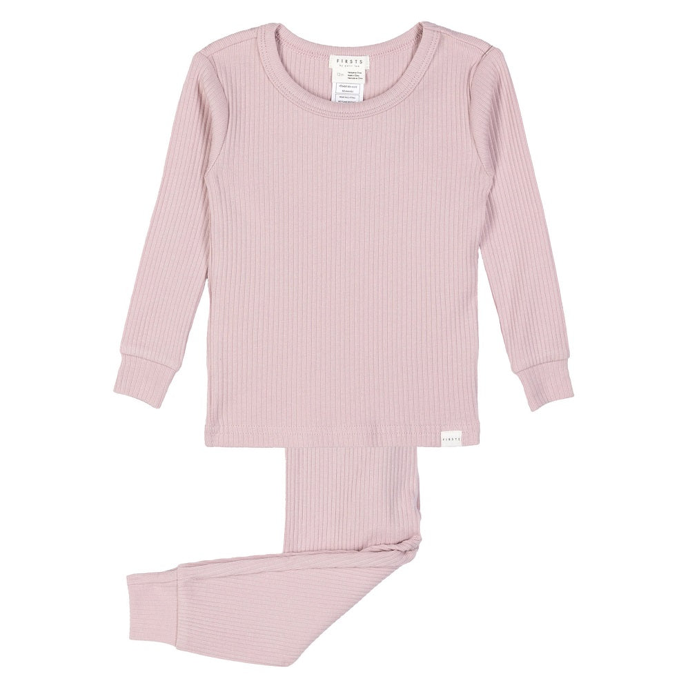 Petit Lem 35451 Long Sleeve Modal Rib Pajama Set (Lavender Purple)-Apparel-Petit Lem--babyandme.ca