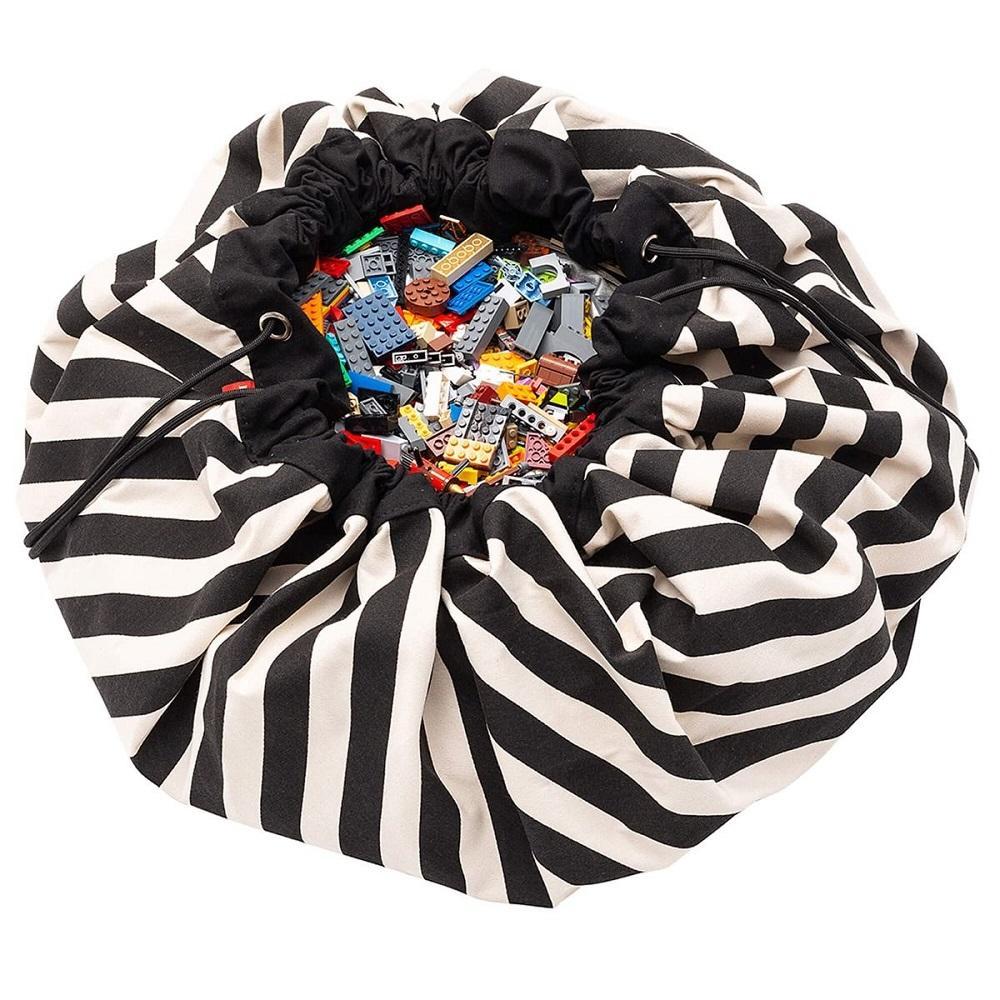 Play & Go 2-in-1 Toy Storage Bag (Stripes Black)-Toys & Learning-Play&Go-027714 SB-babyandme.ca