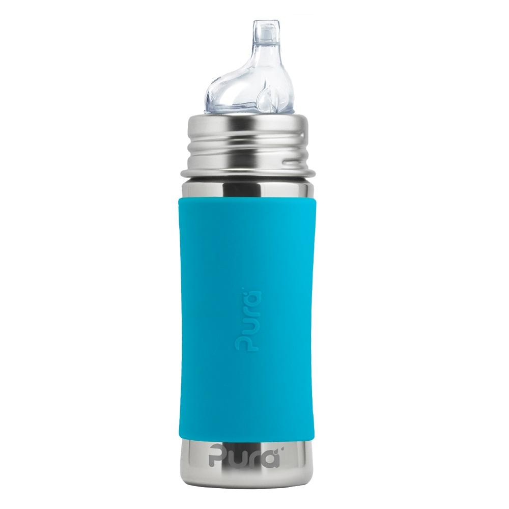 Pura 11oz Sippy Bottle (Aqua)-Feeding-Pura-020085 AQ-babyandme.ca