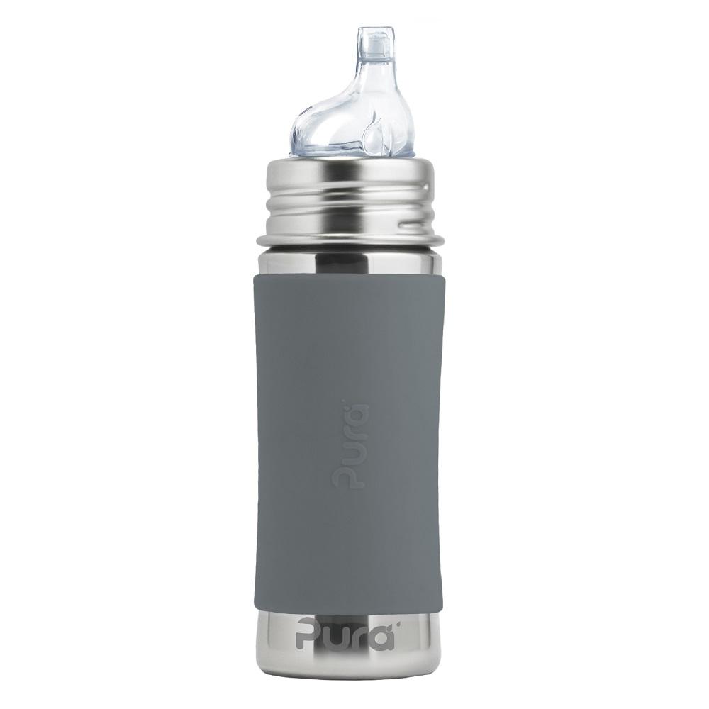 Pura 11oz Sippy Bottle (Slate)-Feeding-Pura-020085 SL-babyandme.ca