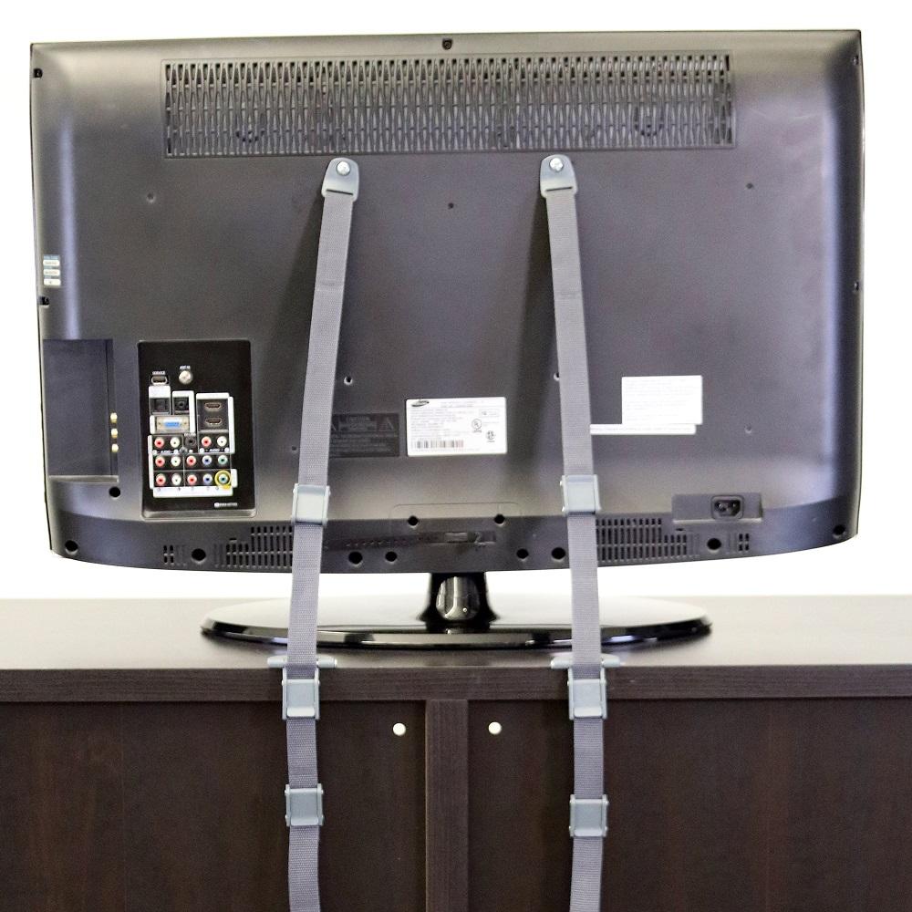 Qdos 2-in-1 Anti-Tip TV Straps (Grey)-Health-Qdos-027599 GY-babyandme.ca