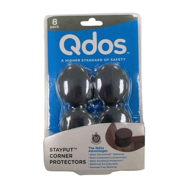 Qdos StayPut Corner Protectors 8-Pack (Grey)-Health-Qdos-023680 GY-babyandme.ca