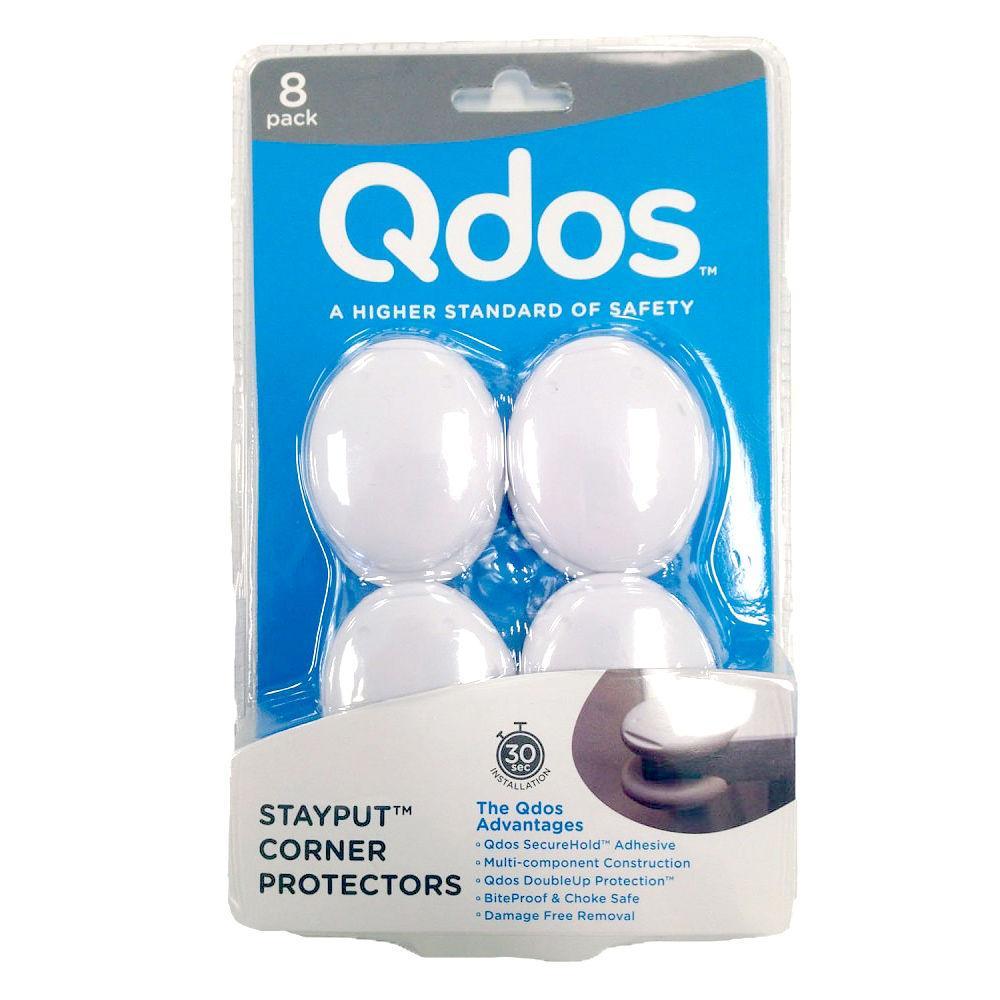 Qdos StayPut Corner Protectors 8-Pack (White)-Health-Qdos-023680 WH-babyandme.ca