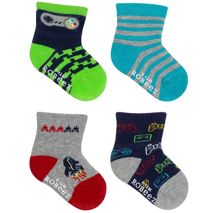 Robeez Crew Socks 6-Pack (Game On!)-Apparel-Robeez--babyandme.ca