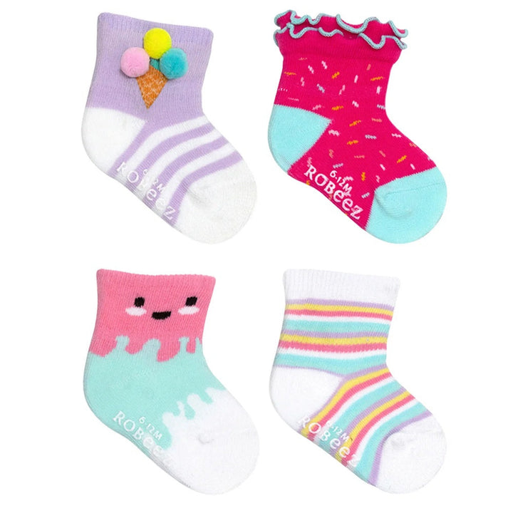 Robeez Crew Socks 6-Pack (Sweet Treats)-Apparel-Robeez--babyandme.ca
