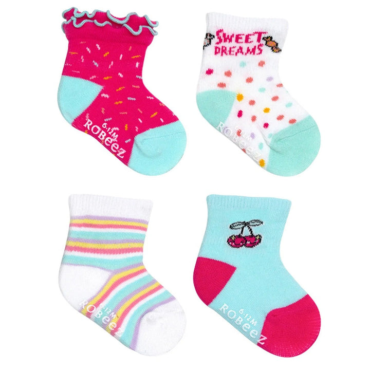 Robeez Crew Socks 6-Pack (Sweet Treats)-Apparel-Robeez--babyandme.ca