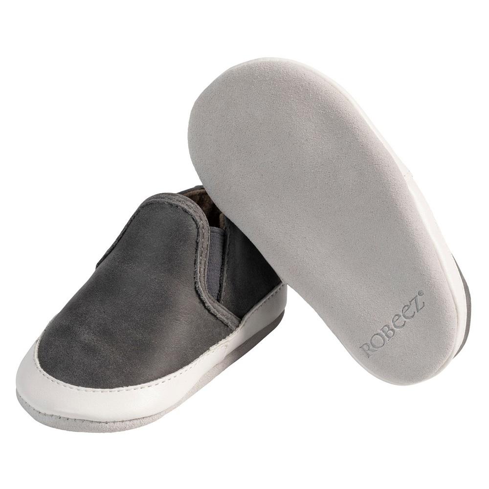 Robeez Liam (Charcoal Grey Leather)-Apparel-Robeez--babyandme.ca