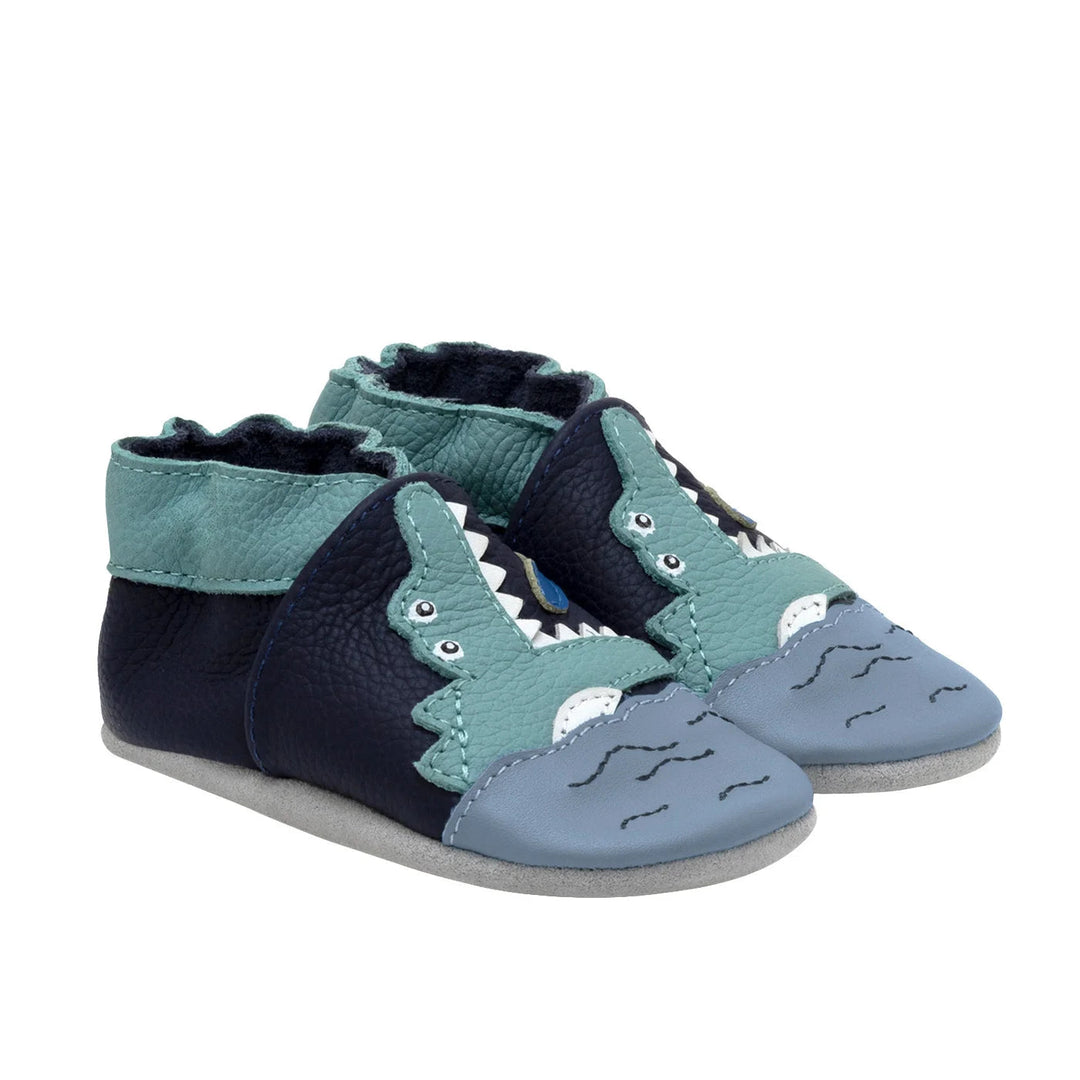 Robeez Soft Soles (Chomp Chomp - Navy)-Apparel-Robeez--babyandme.ca