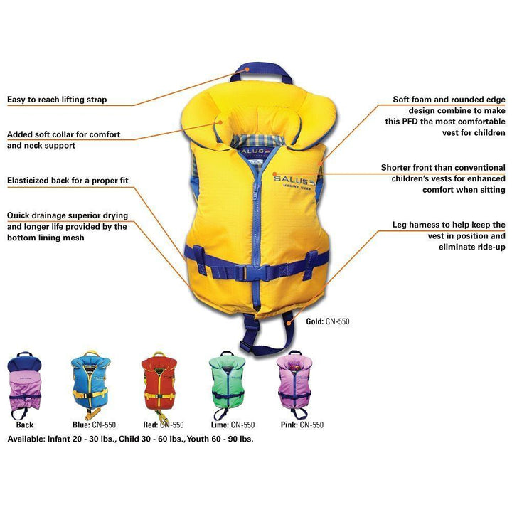 Salus Marine Nimbus Child Vest (Lime)-Apparel-Salus Marine-000624 LI 30-60-babyandme.ca
