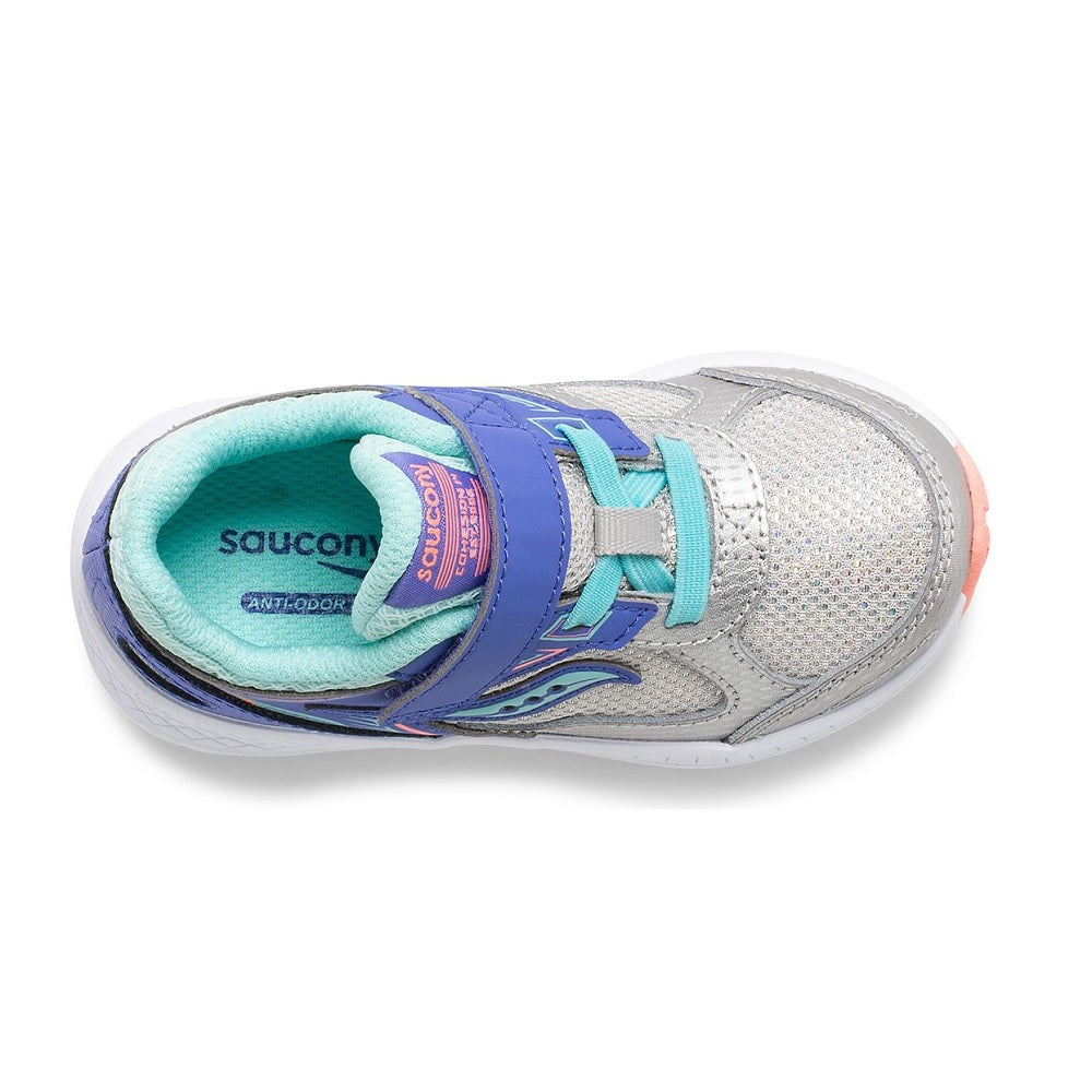 Saucony Kid's Cohesion 14 A/C Sneaker (Silver/Periwinkle/Turquoise)-Apparel-Saucony--babyandme.ca