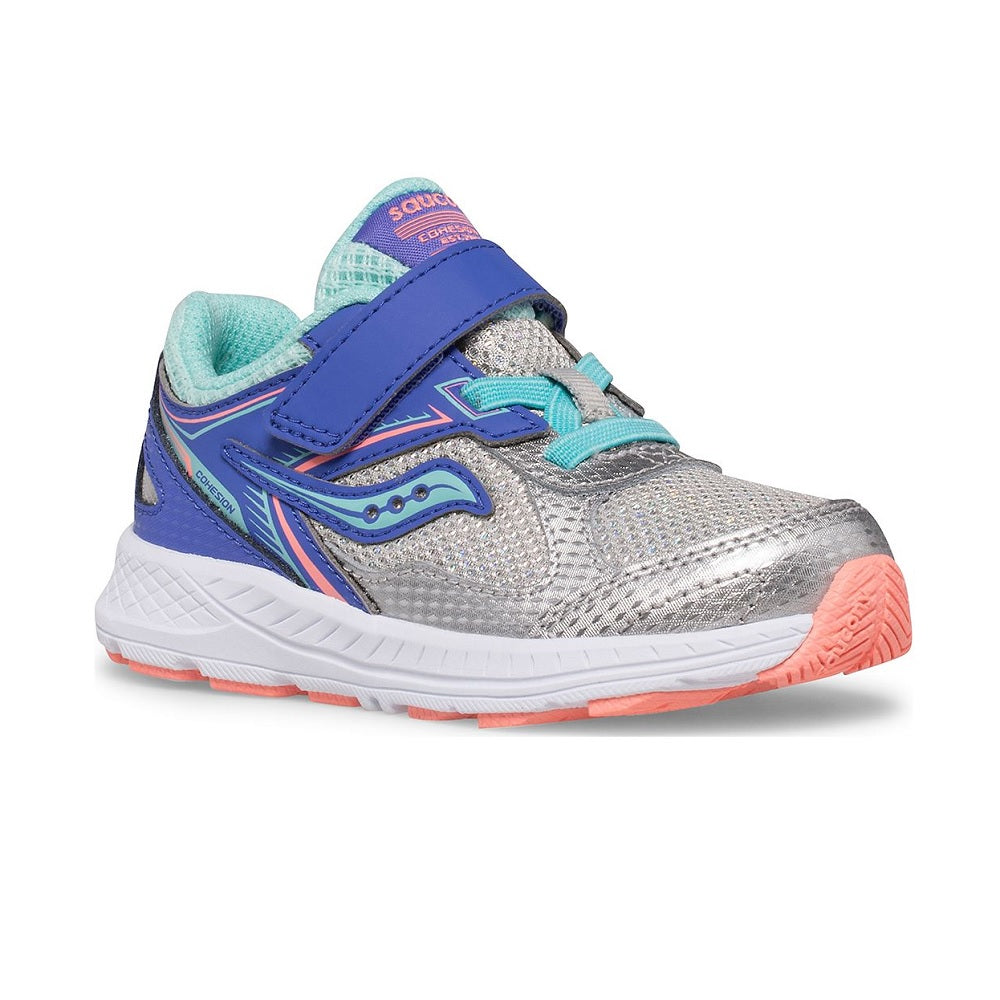 Saucony Kid's Cohesion 14 A/C Sneaker (Silver/Periwinkle/Turquoise)-Apparel-Saucony--babyandme.ca