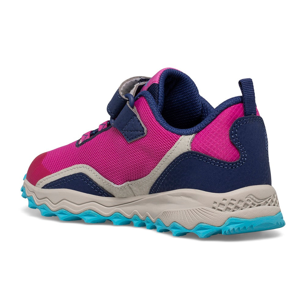 Saucony Kid's Peregrine 12 Shield A/C Sneaker (Navy/Turquoise/Pink)-Apparel-Saucony--babyandme.ca
