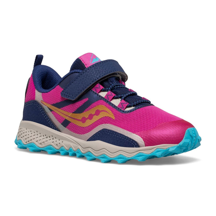 Saucony Kid's Peregrine 12 Shield A/C Sneaker (Navy/Turquoise/Pink)-Apparel-Saucony--babyandme.ca